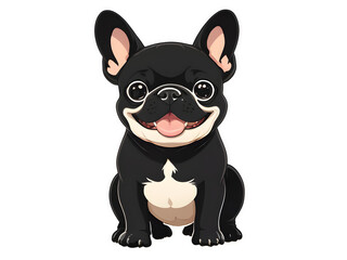 Sticker Smiling Cartoon French Bulldog Illustration, French Bulldog Transparency