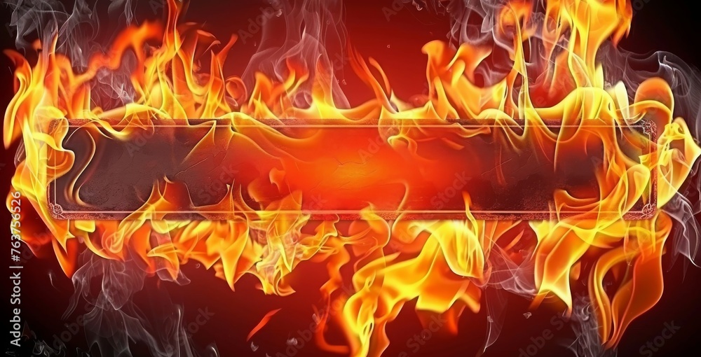 Aufkleber an abstract fiery frame radiates intense heat and energy, creating a striking contrast against the p