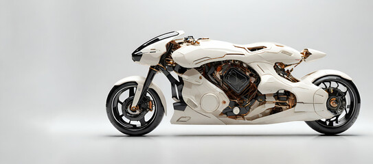 Conceptual design of a sports motorcycle in the shape of a tiger. Generative AI