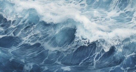 A beautifull photorealistic view of the sea surface, with waves breaking and splashing water - obrazy, fototapety, plakaty