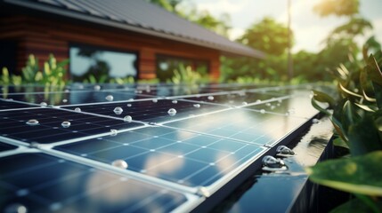 Solar panels with dew in residential setting