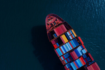Top view of Business trip with ship the partner connection Container Cargo freight ship for Import Export