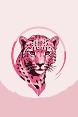 tiger head illustration, tiger vector, Minimalist pink cheetah logo design, modern tiger logo art