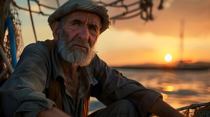 The portrait of a fisherman allows you to see a person's life path through his gaze and facial expression.