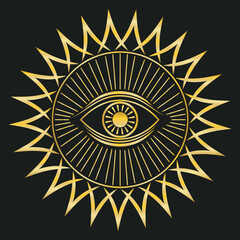 Ornament with human eye. Abstract esoteric ornament with human eye illustration.