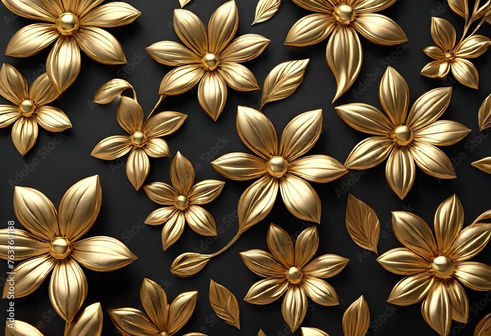 Wall mural gold floral background