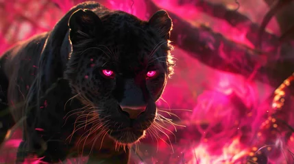 Poster Black panther unique design and  neon lights. © FDX