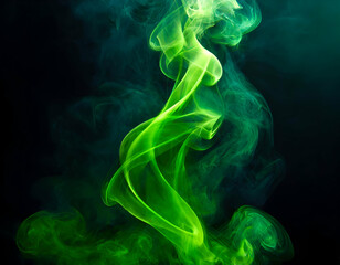 green neon lighting smoke on black - obrazy, fototapety, plakaty