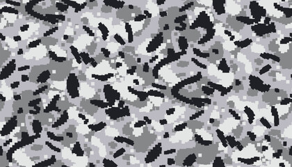 Abstract modern urban pixel camouflage of gray color. Seamless pattern