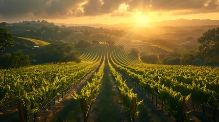 Foto op Plexiglas vineyard at sunset © Tri_Graphic_Art