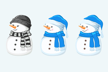snowman vector illustration character with differect expression