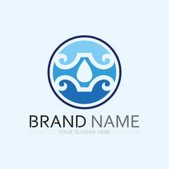 wave and water Isolated round shape logo Blue color  Sea, ocean, river surface