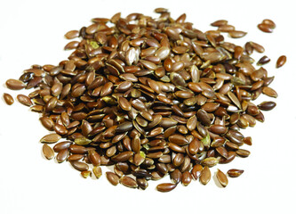 Flax seeds on white