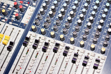Close-up of sound mixer 