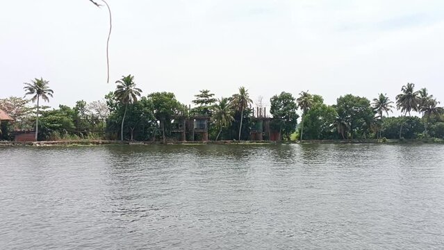 Alleppey India houseboat sailing among canals and rice fields