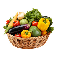 Vegetables in wooden bowl isolated on transparent background png