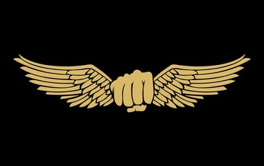 golden wings with fist