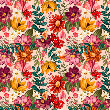Allover pattern seamless floral pattern new digital print textile design