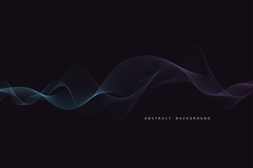Abstract background with flowing curve particles. Modern dots pattern design element. Futuristic technology concept. Vector illustration - 763767725