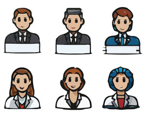 Men And Women Head Icon Flat Design. Vector Illustration