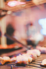 Traditional Korean barbecue with pork belly. Korean barbecue