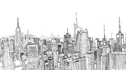 New York city panorama. Sketch drawing. Wall art. Poster design - obrazy, fototapety, plakaty