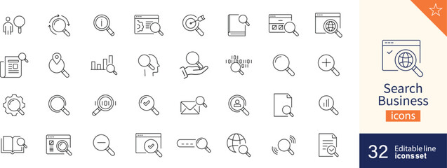 Search icons Pixel perfect. Document, book, coding, ....