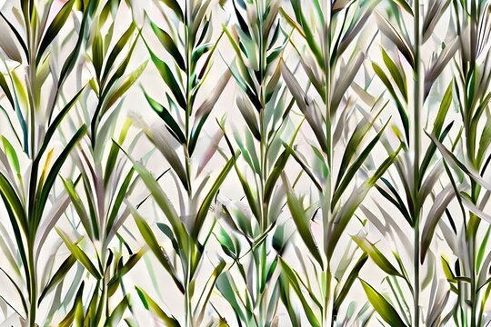 White paint texture with a pattern of grass and leaves, Background for wallpaper and cards Generative AI