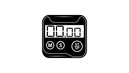 Digital kitchen timer, black isolated silhouette