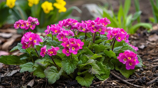 Primula obconica bright pink flowers 