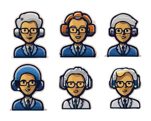 Men And Women Head Icon Flat Design. Vector Illustration