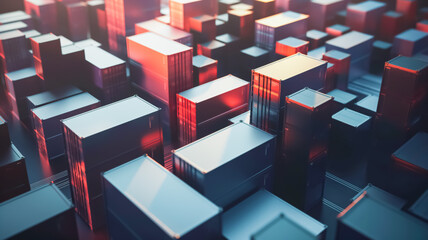 3d illustration containers bask in sunlight, signaling global trade and transport.