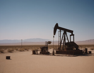 Desert Oil Pumpjack under Vast Sky