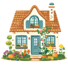 A charming cottage with a vegetable garden