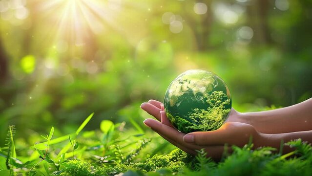 Hands holding green earth, Saving the environment, Environment World Earth Day