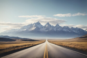 Highway road with mountains background