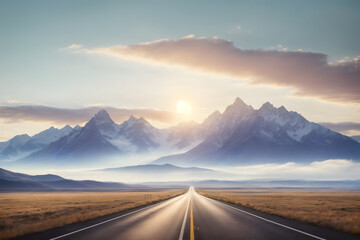 Highway road with mountains background