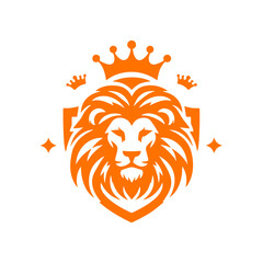 Logo lions with crown and shield vector