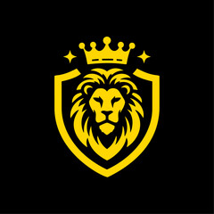 Logo lions with crown and shield vector