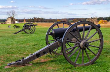 Civil War Cannons at Manassas National Battlefield Park located in Prince William County, Virginia