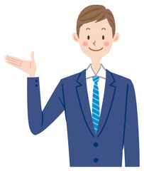 内をするビジネスマン　会社員　社員　説明