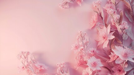 Happy mothers  day pink background with flowers without text