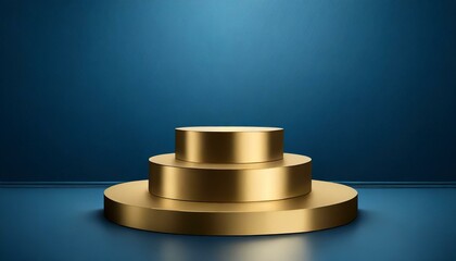 Obraz premium Royal Splendor: Gold Stage Podium Set against a Blue Background