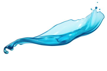 Blue Liquid Splashing Into the Air. On a White or Clear Surface PNG Transparent Background.