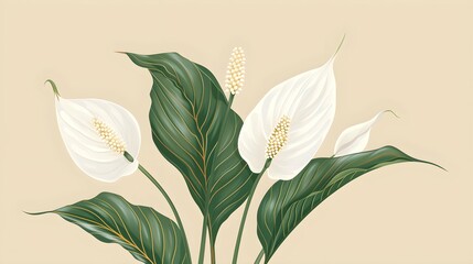 spathiphyllum illustration. Flower design for prints, posters and covers. - obrazy, fototapety, plakaty