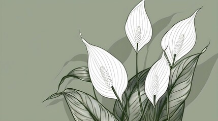 spathiphyllum illustration. Flower design for prints, posters and covers. - obrazy, fototapety, plakaty