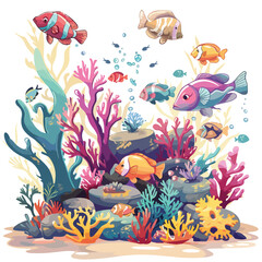 Obraz na płótnie Canvas A mysterious underwater world with colorful fish 