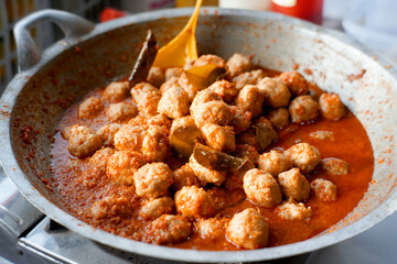 a meat ball (pentol) snacks in traditional grocery