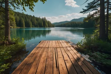 Selbstklebende Fototapeten A landscape of a tranquil lake © Thurein