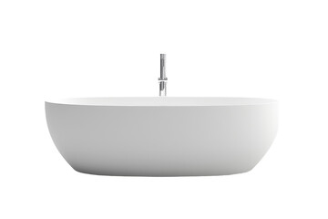 White Bath Tub on White Counter. On a White or Clear Surface PNG Transparent Background.